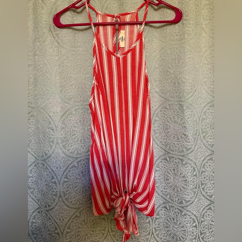 Red and white tank; worn once.